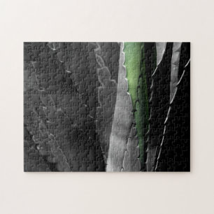 Aloe - Macro Fine Art Photograph in Black & White Jigsaw Puzzle