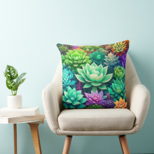 Aloe Vera and Succulents Collage Cushion