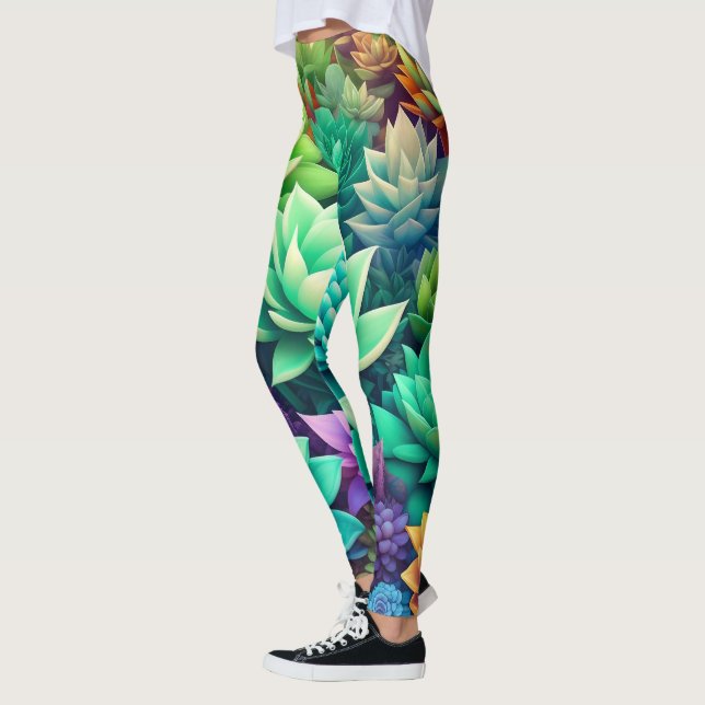 Aloe Vera and Succulents Collage   Leggings (Left)