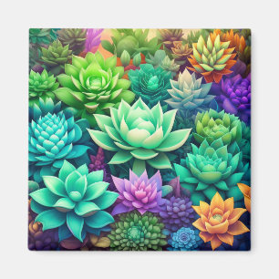 Aloe Vera and Succulents Collage Magnet