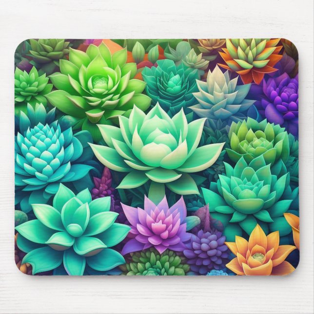Aloe Vera and Succulents Collage  Mouse Mat (Front)