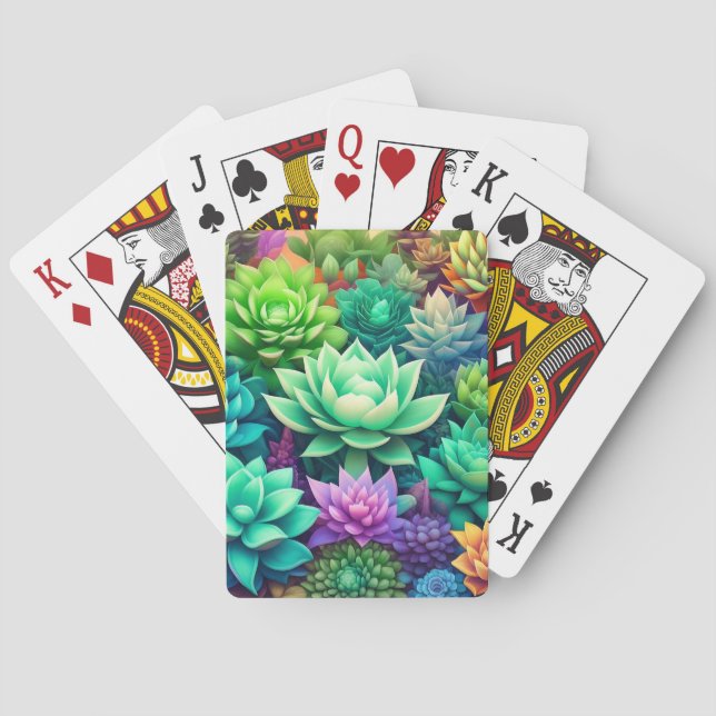 Aloe Vera and Succulents Collage   Playing Cards (Back)