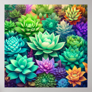 Aloe Vera and Succulents Collage Poster