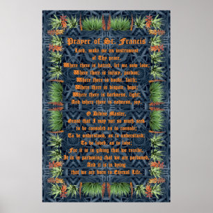 Aloe Vera Border with Prayer of St Francis Poster