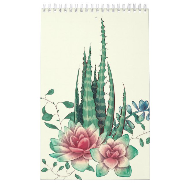 Aloe Vera Over Flowers Calendar (Cover)