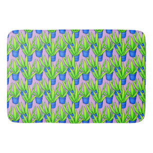 Aloe Vera Plants Pattern Textile Bath Mat