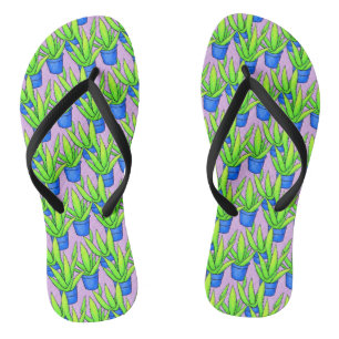Aloe Vera Plants Pattern Textile Flip Flops