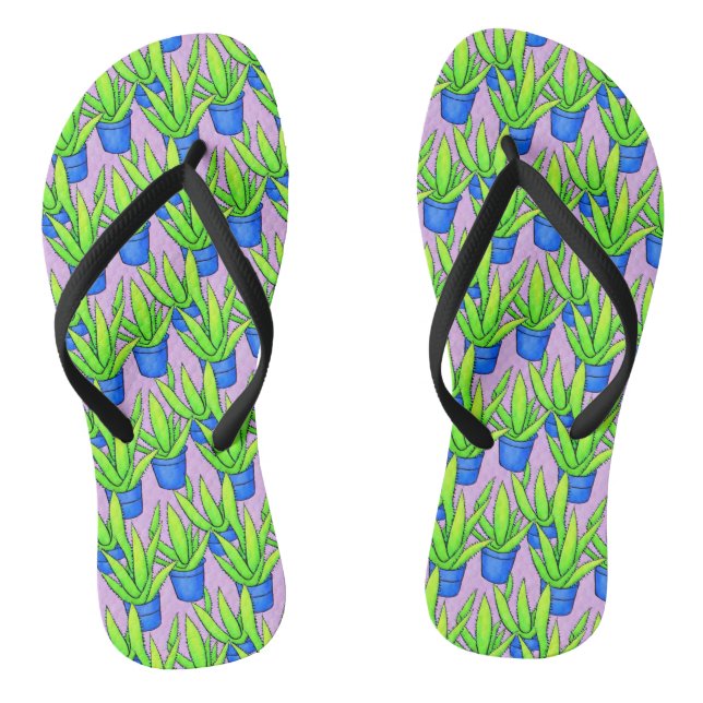 Aloe Vera Plants Pattern Textile Flip Flops (Footbed)