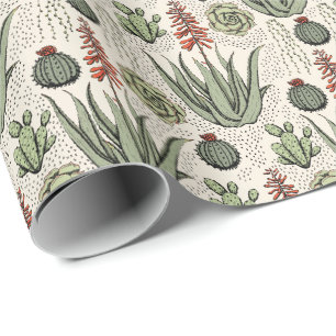 Aloe Vera Succulent Cactus Ivory Wrapping Paper