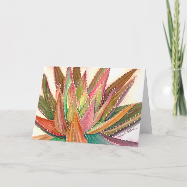 Aloe watercolor greeting card by Debra Lee Baldwin (Front)