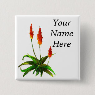 Aloe watercolor name tag 15 cm square badge