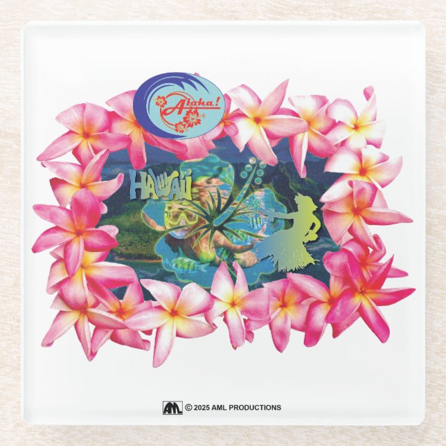 ALOHA 2 9 GLASS COASTER (Front)