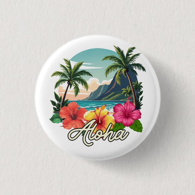 Aloha 3 Cm Round Badge (Front)