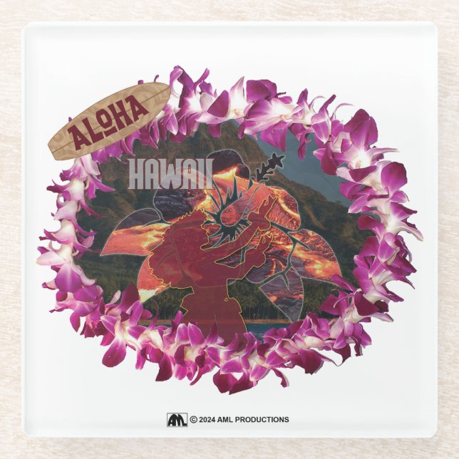 ALOHA 45 VERSION 1 GLASS COASTER (Front)