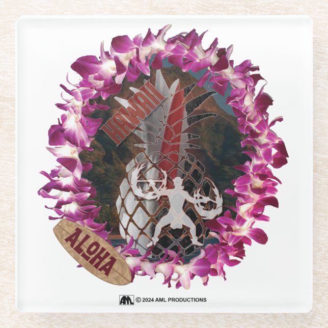 ALOHA 50 GLASS COASTER (Front)