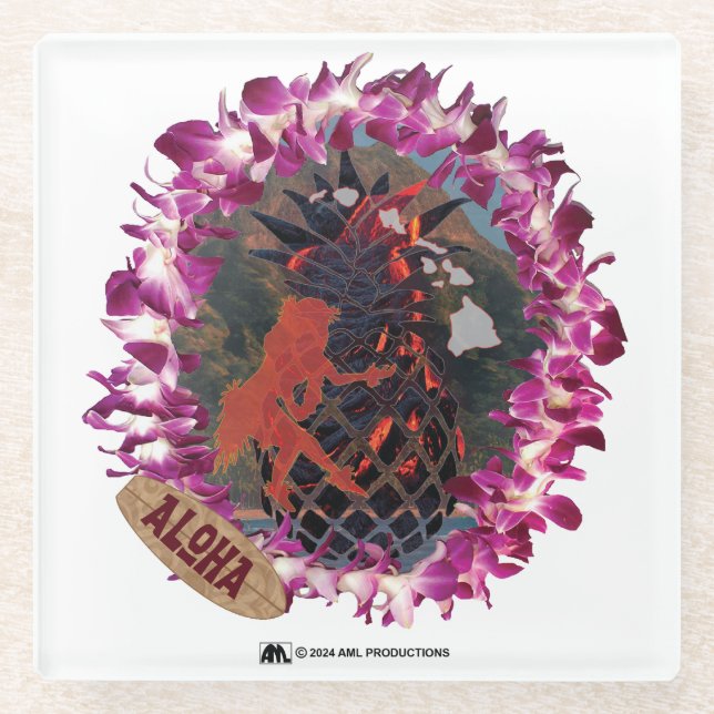 ALOHA 52 GLASS COASTER (Front)