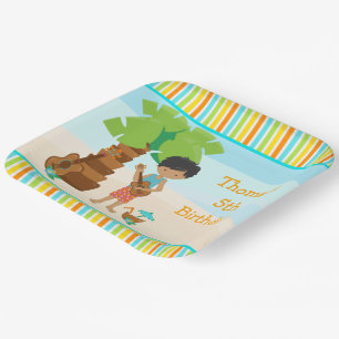 Aloha African American Boy Party Paper Plate