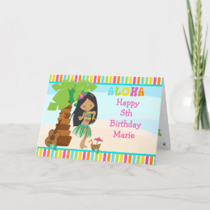 Aloha African American Girl Birthday Card