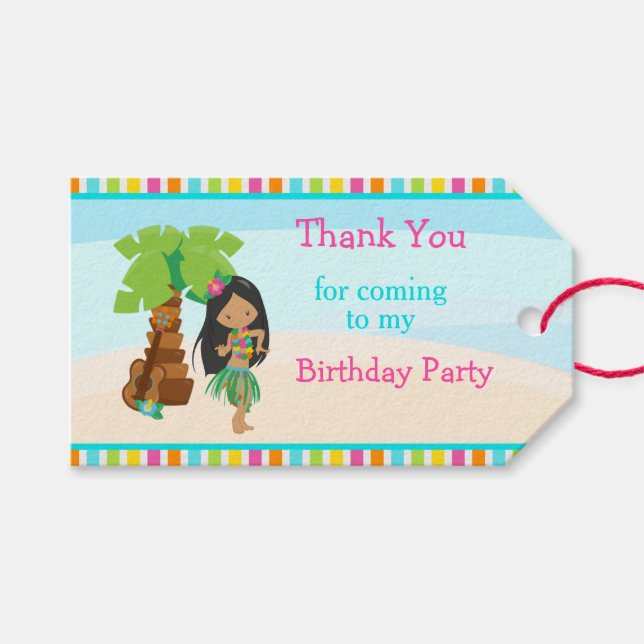Aloha African American Girl  Gift Tags (Front (Horizontal))