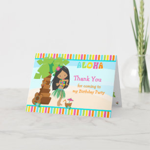 Aloha African American Girl Thank You Card