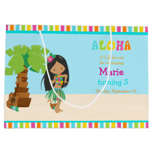 Aloha African American Girl Thank You Large Gift Bag