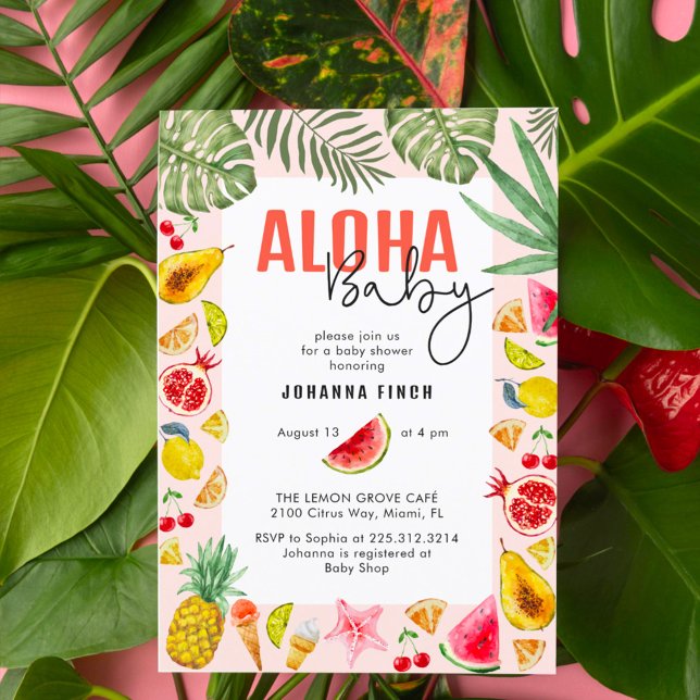 Aloha Baby Fresh Summer Fruit Baby Shower Invitation (Creator Uploaded)