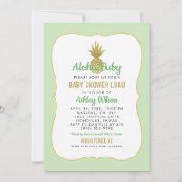 Aloha Baby Green Gold Pineapple Luau Shower