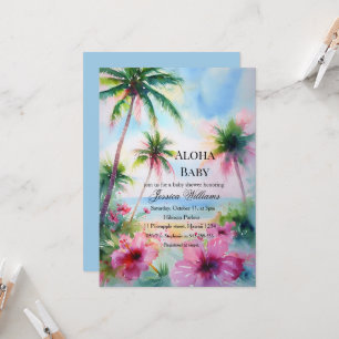 Aloha Baby Hawaiian Hibiscus Baby Shower Invitation