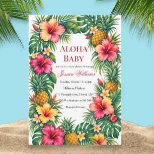 Aloha Baby Hawaiian Hibiscus Baby Shower Invitation