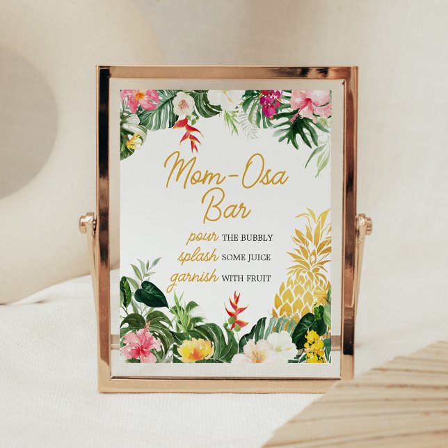 Aloha Baby Pineapple Baby Shower Mom Osa Bar Sign (Aloha Baby Shower Sign)