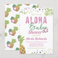 Aloha Baby Pink & Green Tropical Girl Baby Shower