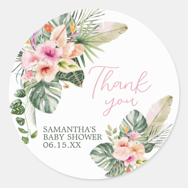 Aloha Baby Shower Classic Round Sticker (Front)