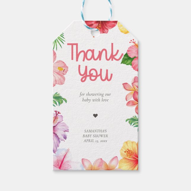 Aloha Baby Shower Favour Tags (Front)