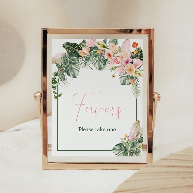 Aloha Baby Shower Favours Poster (Aloha Pink Hawaiian Baby Shower Favors Sign)