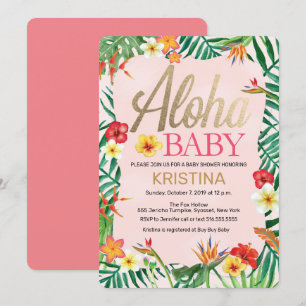 Aloha Baby Shower, Hawaiian, Tropical Invitation