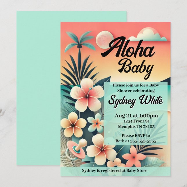 Aloha Baby Shower Invitation (Front/Back)
