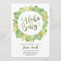 Aloha Baby Shower Invitation Leaves Tropical Green