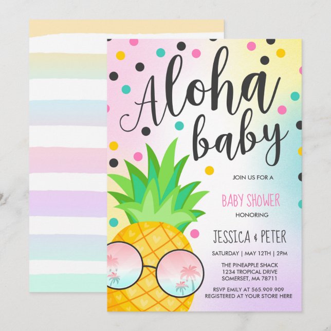 Aloha Baby Shower Invitation Pineapple Baby Shower (Front/Back)