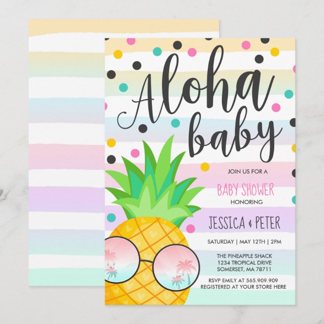 Aloha Baby Shower Invitation Pineapple Baby Shower (Front/Back)