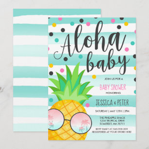 Aloha Baby Shower Invitation Pineapple Baby Shower