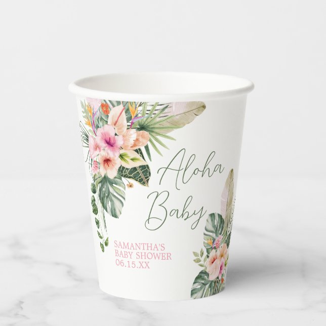 Aloha Baby Shower Paper Cups (Front)
