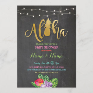 Aloha Baby Shower Pineapple Girl Boy Bright Invite