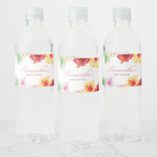 Aloha Baby Shower Water Bottle Label