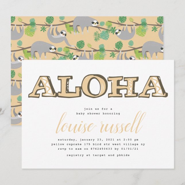 Aloha Baby Tropical Animal | Baby Shower Invitation (Front/Back)