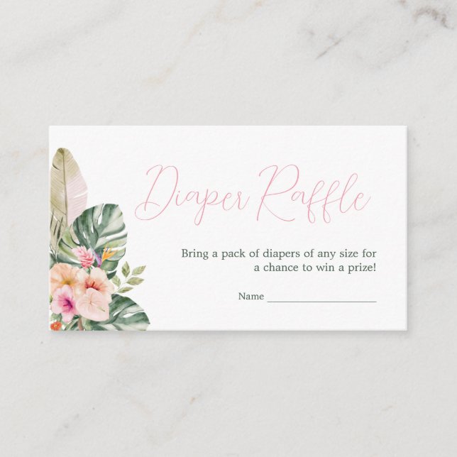 Aloha Baby Tropical Baby Shower Diaper Raffle Enclosure Card (Front)