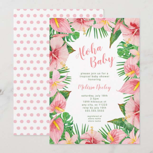 Aloha Baby, Tropical baby shower invitation (Front/Back)