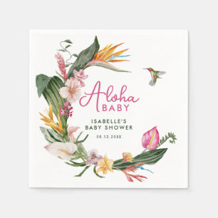 Aloha Baby Tropical Floral Wreath Baby Shower Napkin