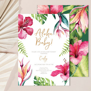 Aloha Baby Tropical Hibiscus Baby Shower Invitation