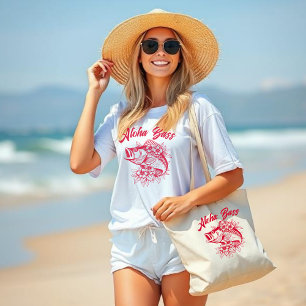 Aloha Bass-Hawaiian Cherry Red Large Tote Bag