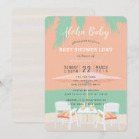 Aloha Beach Coral Pink Baby Shower Invitation